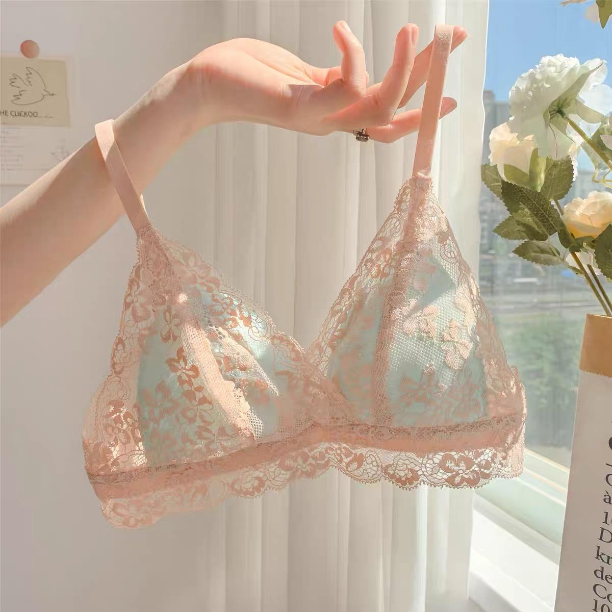 บางฤดูร้อนภาษาฝรั่งเศสคำ Lust ลูกไม้เซ็กซี่ไม่มีแหวนลวดสวยหญิงสาว Bra ny072 Women Clothing