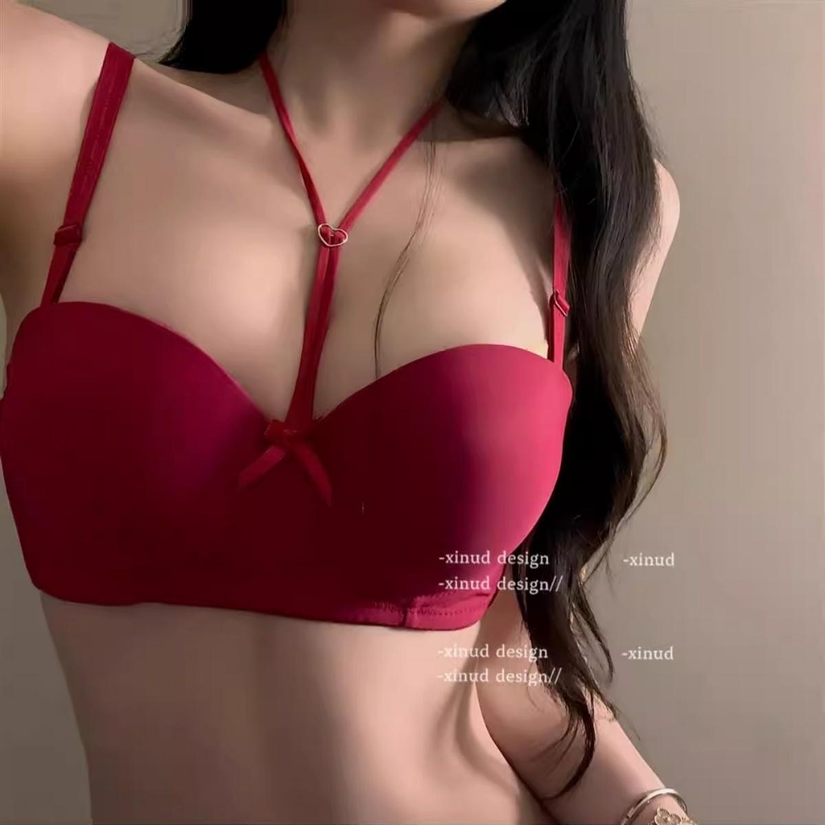 คล้องคอไร้รอยต่อ Push Up เซ็กซี่ครึ่งถ้วย บราดันทรงมัน บราหลังสวยไม่มีสายหนัง ny121 Women ผู้หญิง