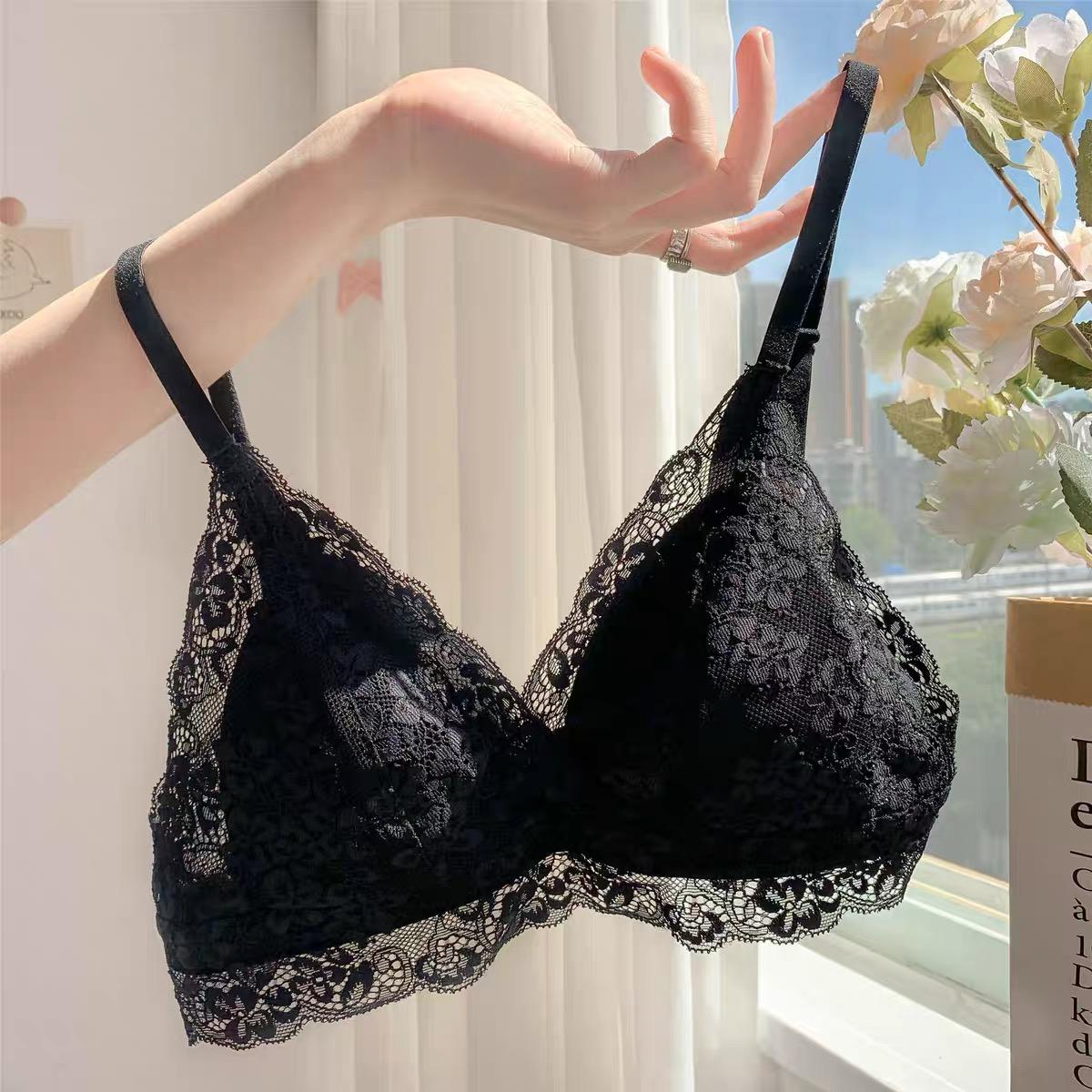 บางฤดูร้อนภาษาฝรั่งเศสคำ Lust ลูกไม้เซ็กซี่ไม่มีแหวนลวดสวยหญิงสาว Bra ny072 Women Clothing