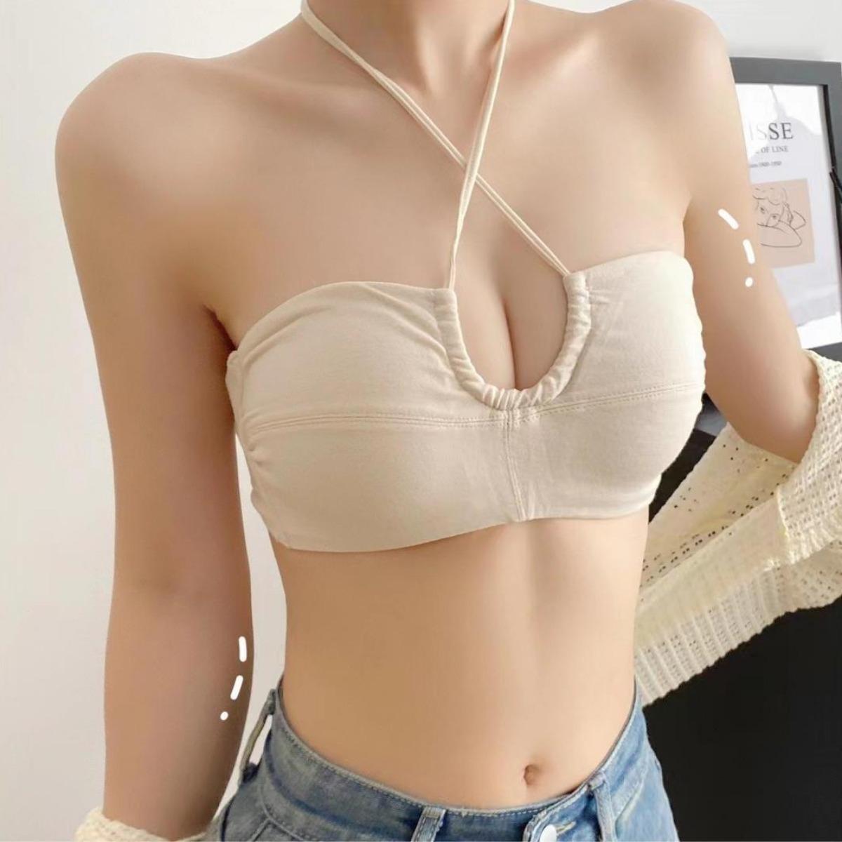 บราดันทรงอกเล็กผู้หญิง คล้องคอ บรากันลื่นเซ็กซี่ ไม่มีสาย บราเว้าหลังสวย LNY83 Lady Women Clothing เสื้อผ้า