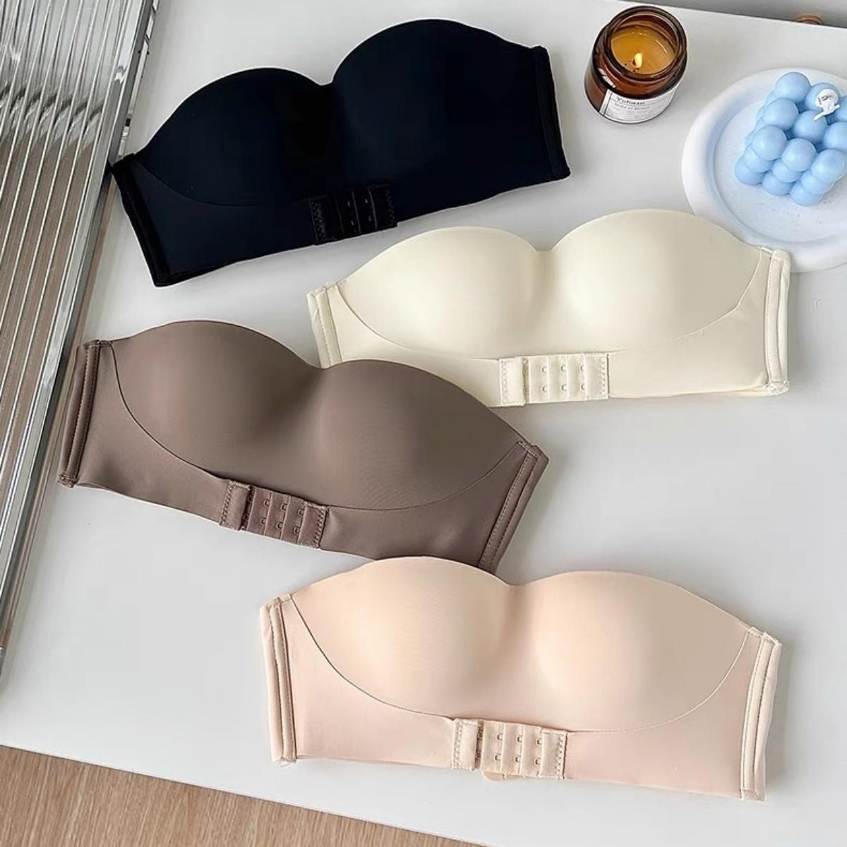 ปุ่มด้านหน้าชุดชั้นในที่ไม่มีสายหนังผู้หญิง Push-Up Bra ไร้รอยต่อฤดูร้อนบางชุดชั้นในที่มองไม่เห็น ny085 Clothing Women เสื้อผ้า ฟองน้ำ