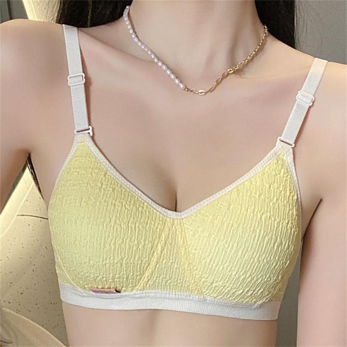 เสื้อชั้นในผ้าฝ้าย 100% ฟองน้ำในตัวชุดชั้นในนุ่มสบายBra ที่ไม่มีสายหนัง ny039 ผู้หญิง Women Clothing Lady