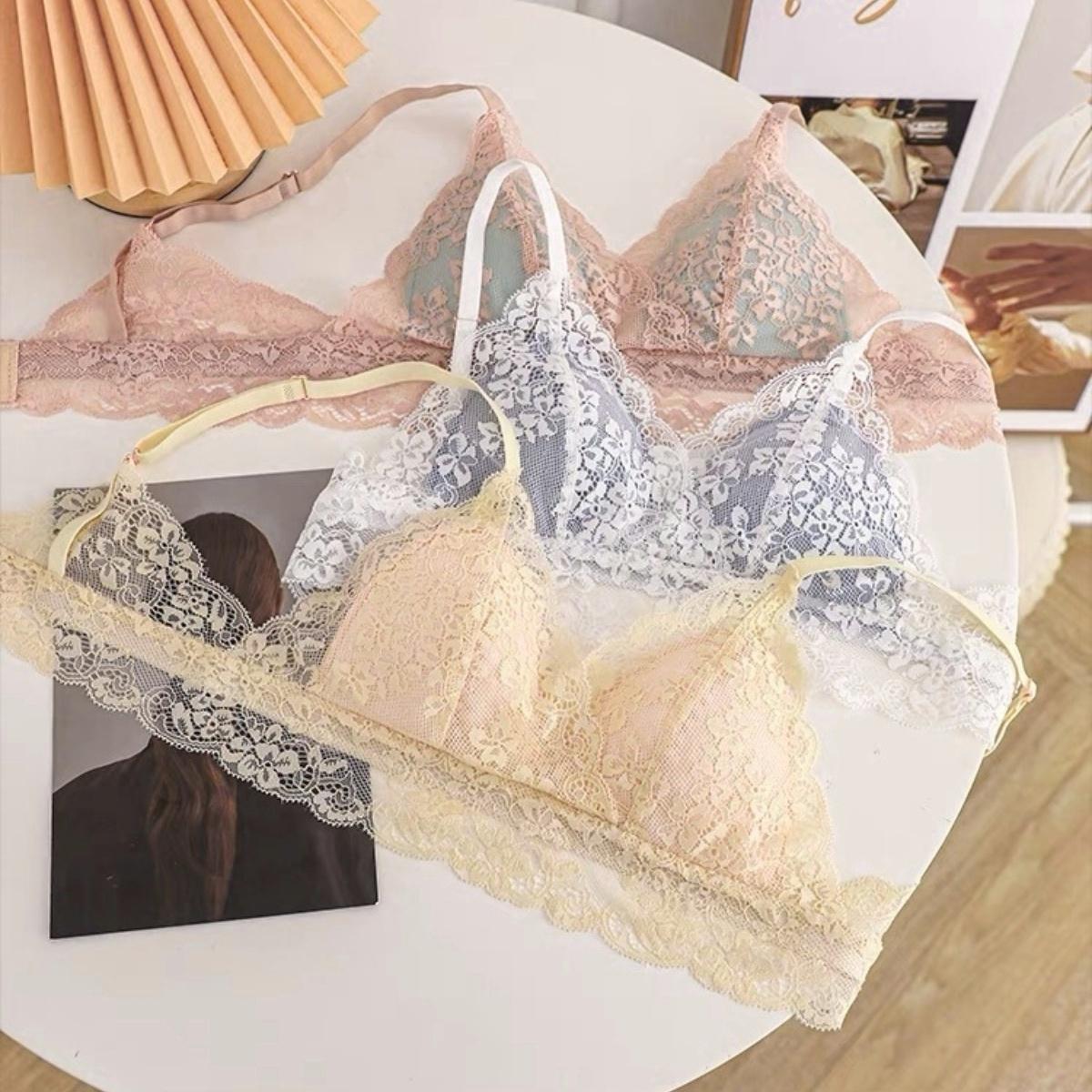 บางฤดูร้อนภาษาฝรั่งเศสคำ Lust ลูกไม้เซ็กซี่ไม่มีแหวนลวดสวยหญิงสาว Bra ny072 Women Clothing
