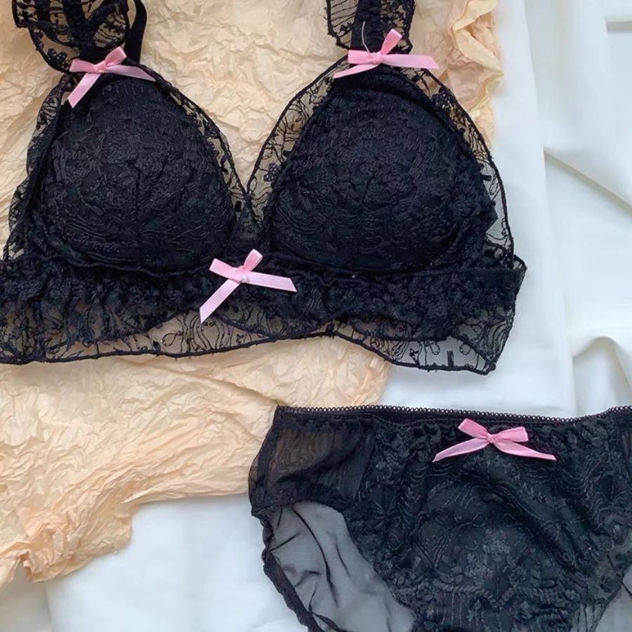 Sweetheart Lolita น่ารักสาวญี่ปุ่นชุดชั้นใน ไร้สายสีชมพูโบว์เล็กนักเรียน Bra Lny79 Women ผู้หญิง Clothing เสื้อผ้า