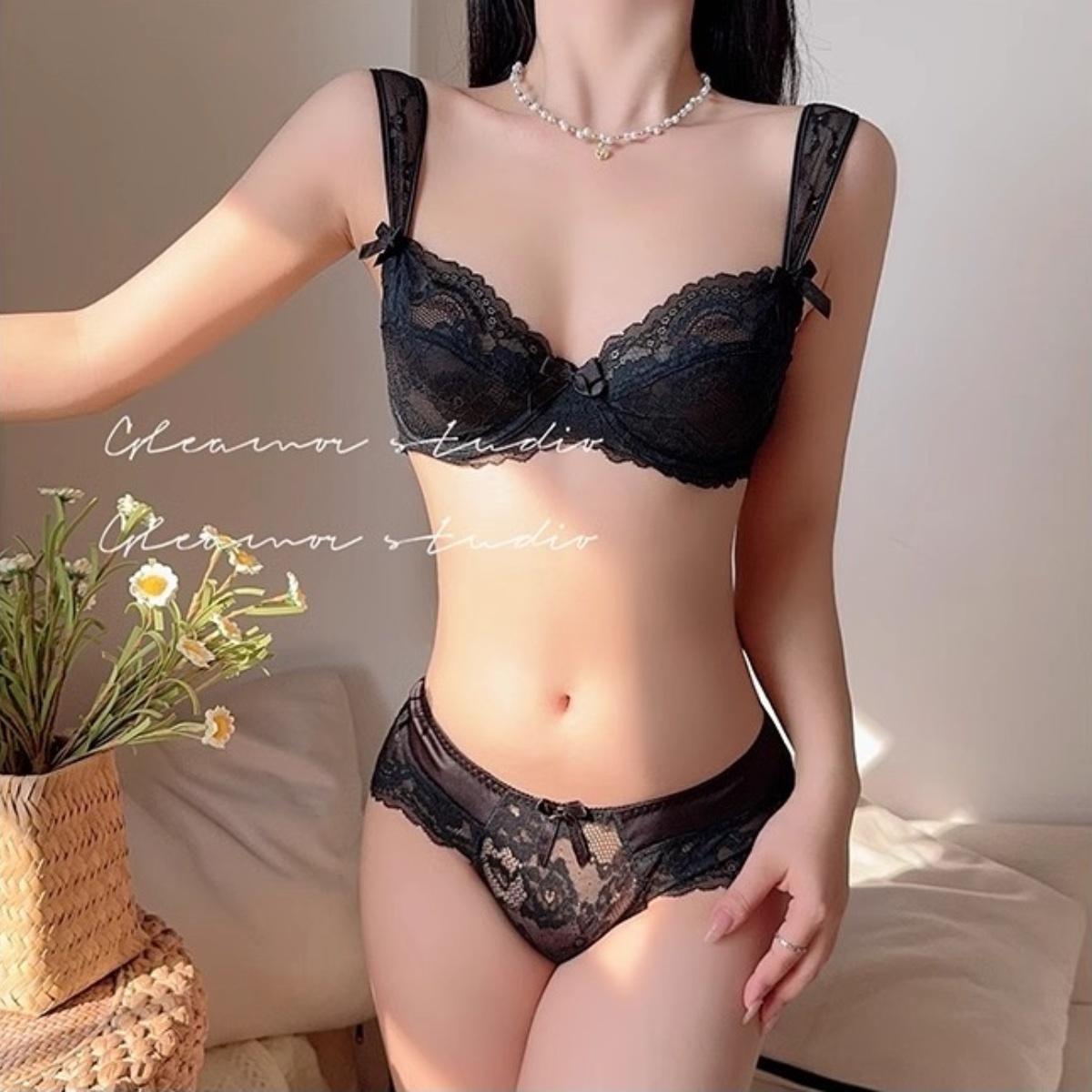 ฝรั่งเศสสีม่วงบางเฉียบระบายอากาศลูกไม้เซ็กซี่ของผู้หญิงชุดชั้นในดันขึ้นชุดชั้นในชุด ny116 Women Lady Clothing เสื้อผ้า บรา กางเกงใน