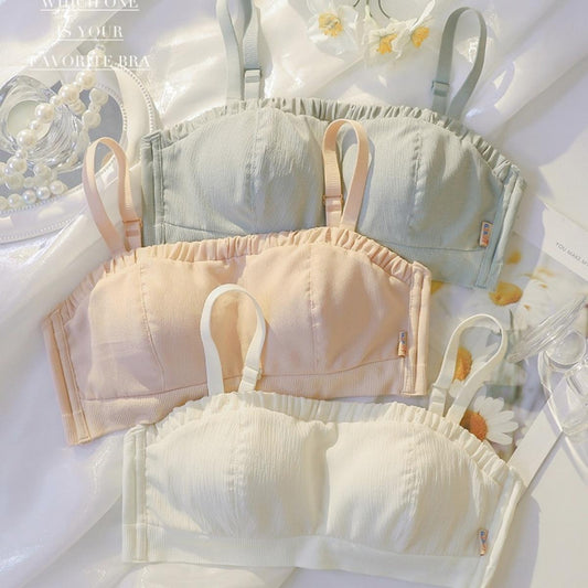 บราไร้โครงดันทรงกันลื่น girly ผ้าฝ้ายบางน่ารัก 0.5  ny074 Lady ผู้หญิง