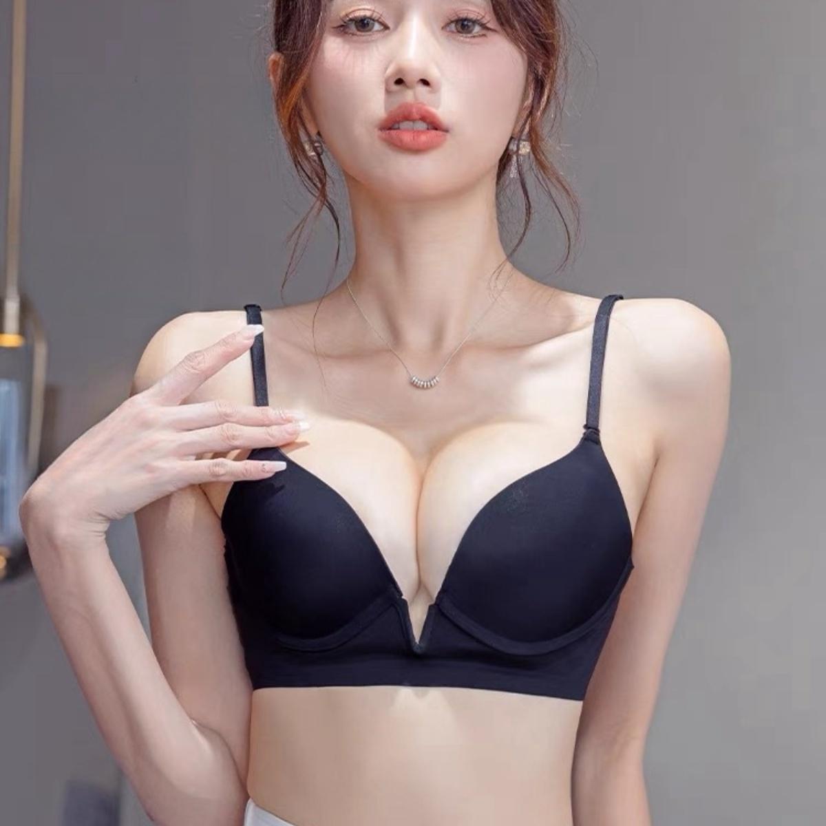 ฝรั่งเศสเซ็กซี่เปลือยหลังใหญ่รูปตัว U บราหลังสวยสำหรับผู้หญิงหน้าอกใหญ่และอกเล็กวงแหวนเหล็กนุ่มคอคล้องคอบราแบบนุ่ม  ny062 Women Clothing