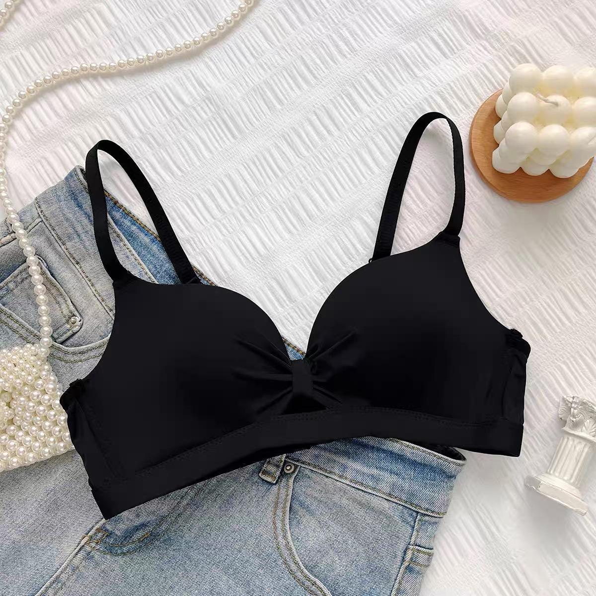 ผู้หญิงฤดูร้อนบางหน้าอกเล็ก Gathering และขยายสีทึบไร้สาย Breathable Bra  ny112 Clothing Women เสื้อผ้า บรา