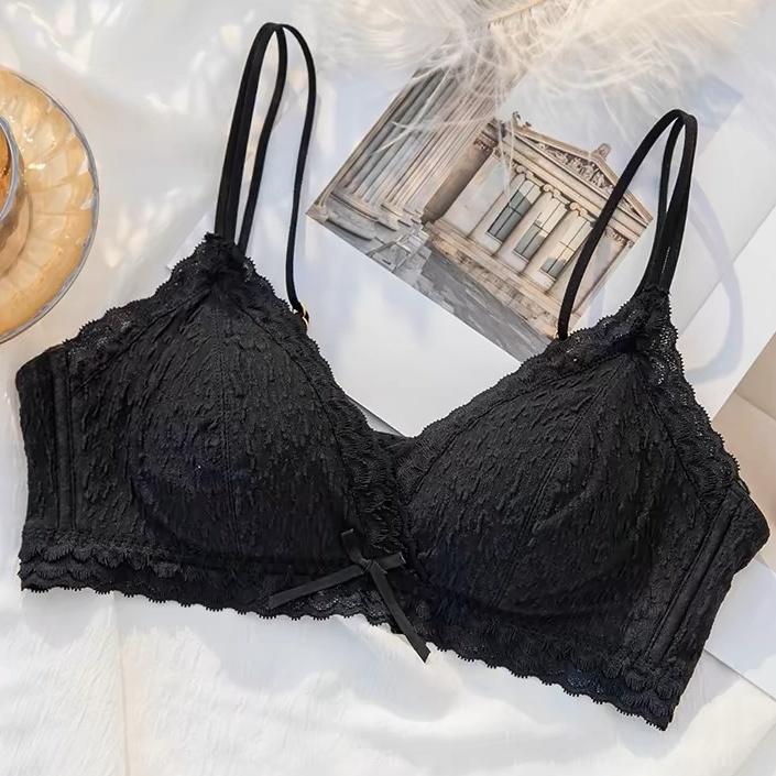 Girly Lace Bowชุดชั้นในไร้สายเต้านมเล็กPush Upภาษาฝรั่งเศสคำสามเหลี่ยมคัพBra   ny100