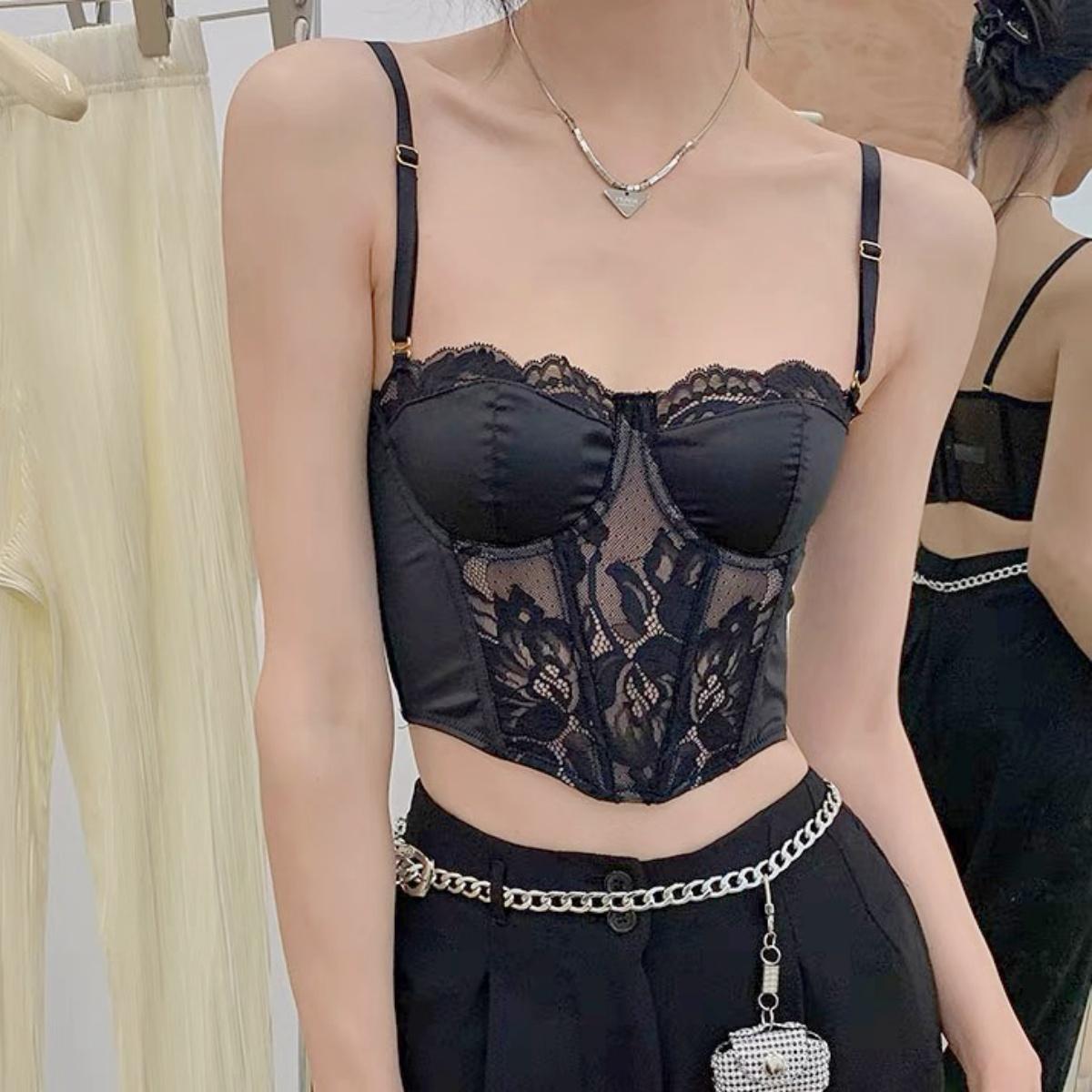 บราสายเดี่ยว บราก้างปลา เซ็กซี่ เสื้อเกาะอกมีบราลูกไม้ ny060 ผู้หญิง Clothing Women Lady Underwear กางเกงใน