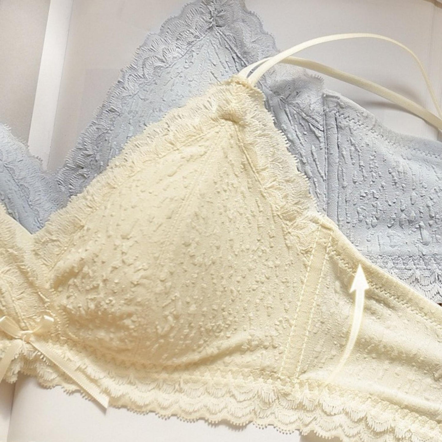 Girly Lace Bowชุดชั้นในไร้สายเต้านมเล็กPush Upภาษาฝรั่งเศสคำสามเหลี่ยมคัพBra   ny100