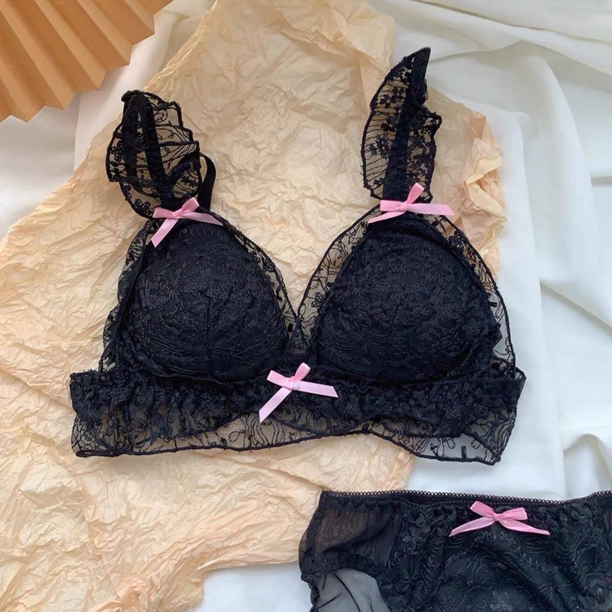 Sweetheart Lolita น่ารักสาวญี่ปุ่นชุดชั้นใน ไร้สายสีชมพูโบว์เล็กนักเรียน Bra Lny79 Women ผู้หญิง Clothing เสื้อผ้า