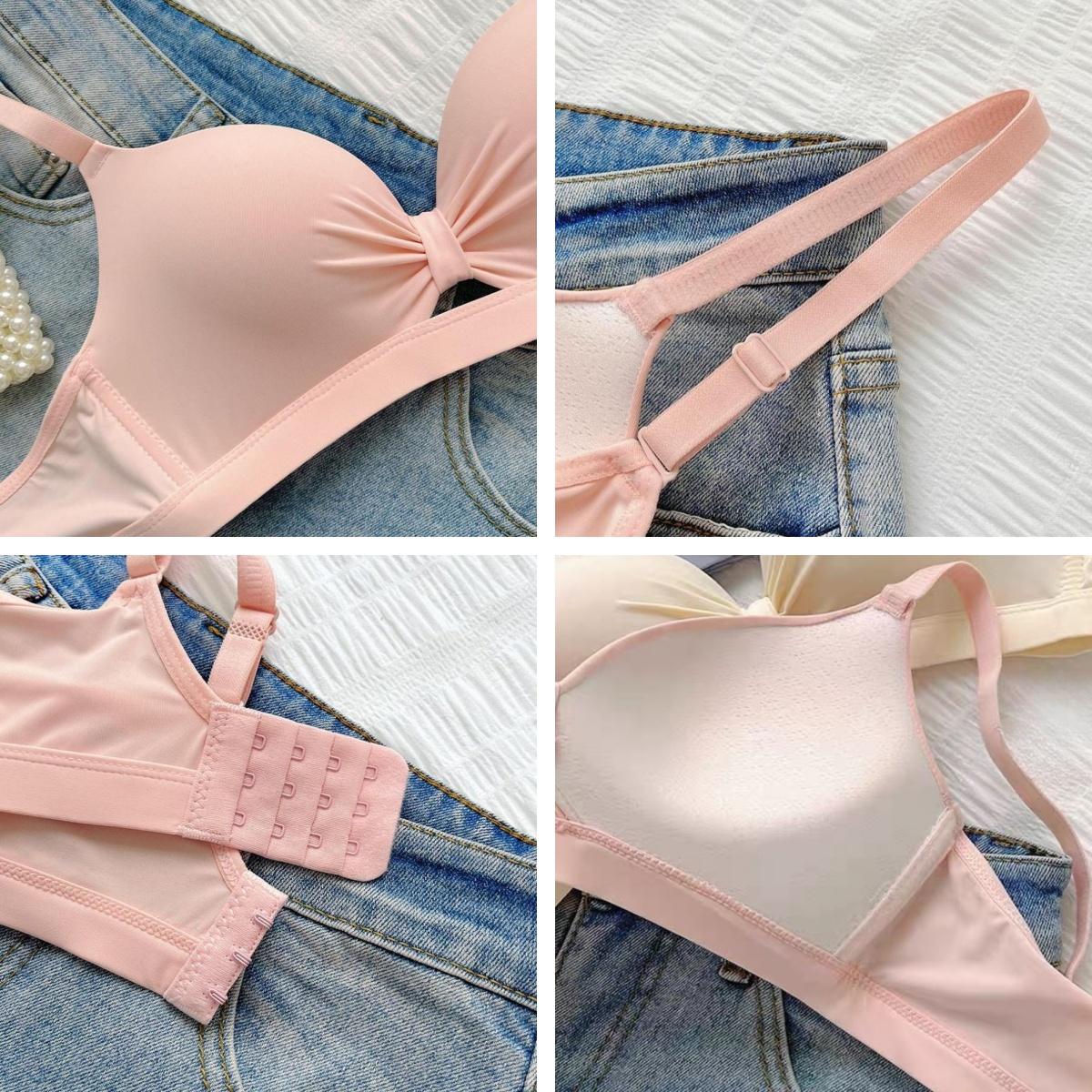 ผู้หญิงฤดูร้อนบางหน้าอกเล็ก Gathering และขยายสีทึบไร้สาย Breathable Bra  ny112 Clothing Women เสื้อผ้า บรา
