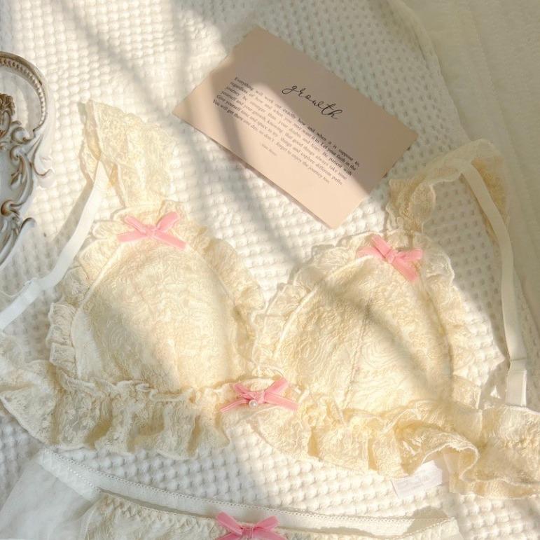 Sweetheart Lolita น่ารักสาวญี่ปุ่นชุดชั้นใน ไร้สายสีชมพูโบว์เล็กนักเรียน Bra Lny79 Women ผู้หญิง Clothing เสื้อผ้า