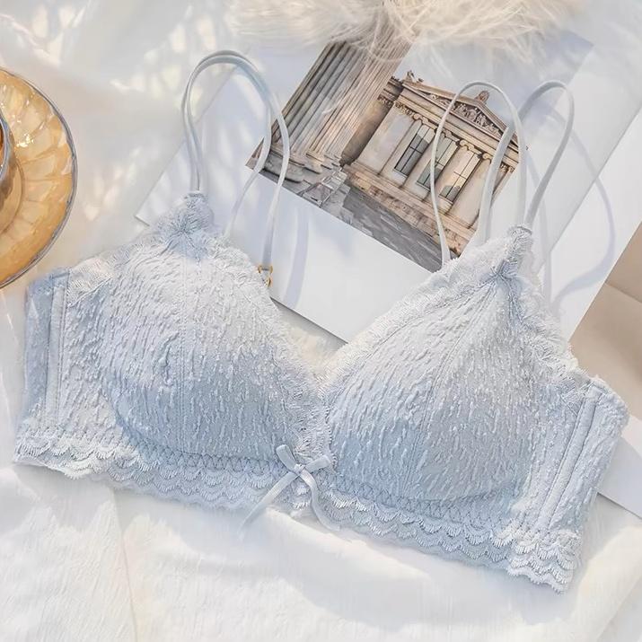 Girly Lace Bowชุดชั้นในไร้สายเต้านมเล็กPush Upภาษาฝรั่งเศสคำสามเหลี่ยมคัพBra   ny100