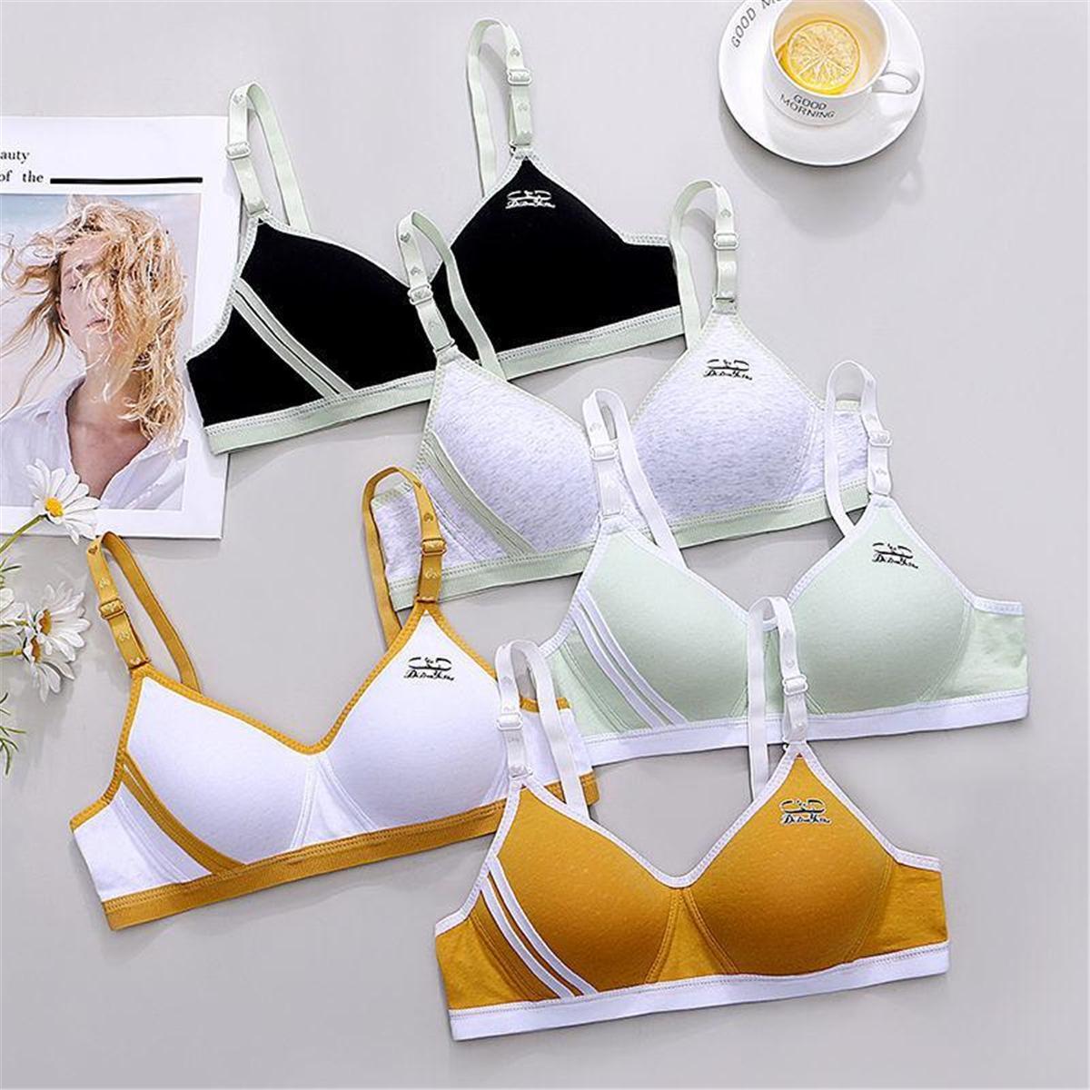 ผ้าฝ้าย 100% Bra No Trace High School Girls Bra บางส่วน Bra น่ารักขนาดเล็ก ny520 Clothing Women ผู้หญิง เสื้อผ้า