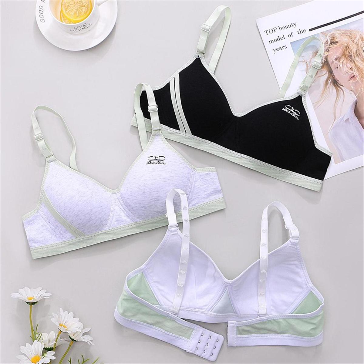 ผ้าฝ้าย 100% Bra No Trace High School Girls Bra บางส่วน Bra น่ารักขนาดเล็ก ny520 Clothing Women ผู้หญิง เสื้อผ้า