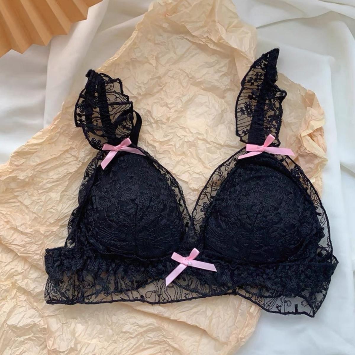 Sweetheart Lolita น่ารักสาวญี่ปุ่นชุดชั้นใน ไร้สายสีชมพูโบว์เล็กนักเรียน Bra Lny79 Women ผู้หญิง Clothing เสื้อผ้า