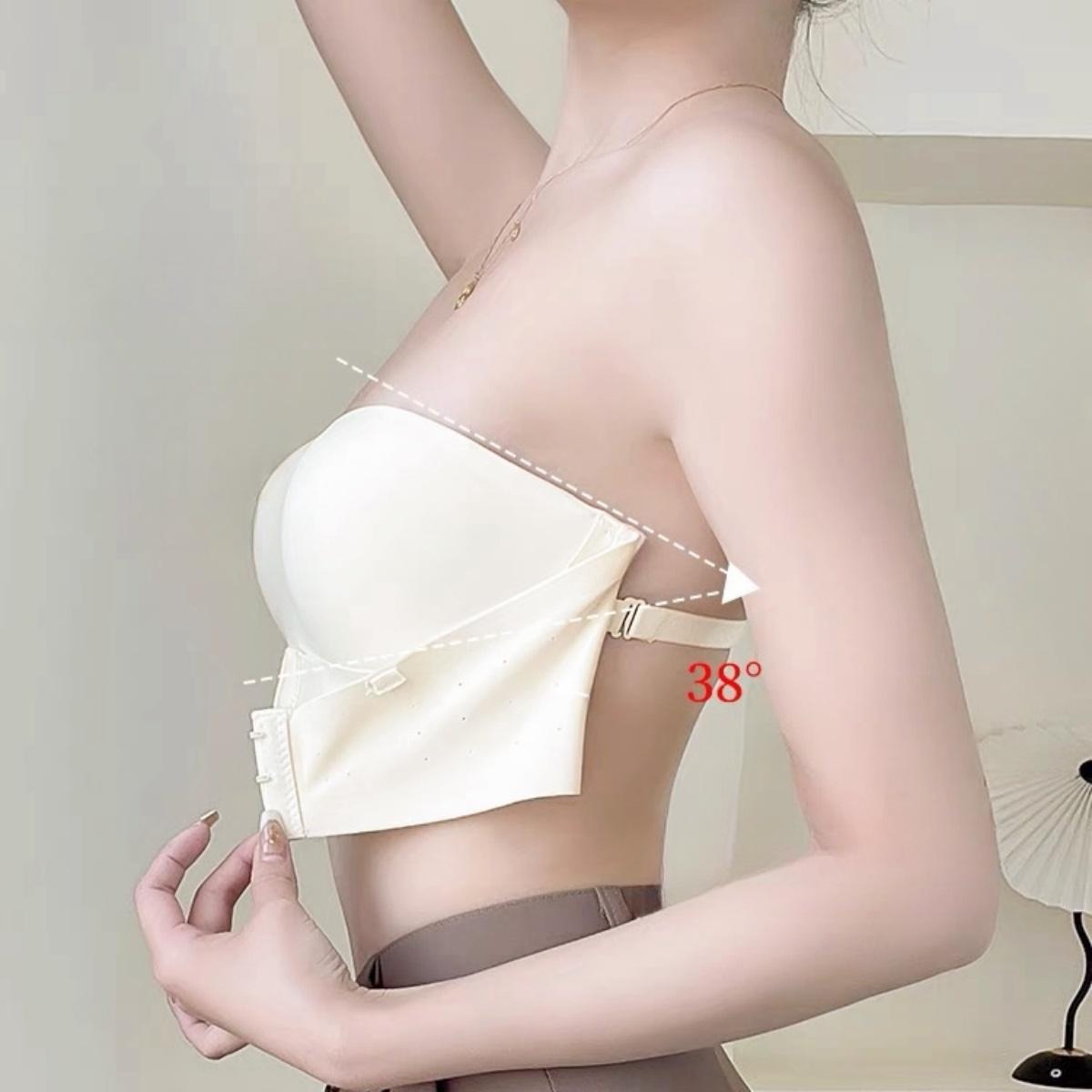 ปุ่มด้านหน้าชุดชั้นในที่ไม่มีสายหนังผู้หญิง Push-Up Bra ไร้รอยต่อฤดูร้อนบางชุดชั้นในที่มองไม่เห็น ny085 Clothing Women เสื้อผ้า ฟองน้ำ