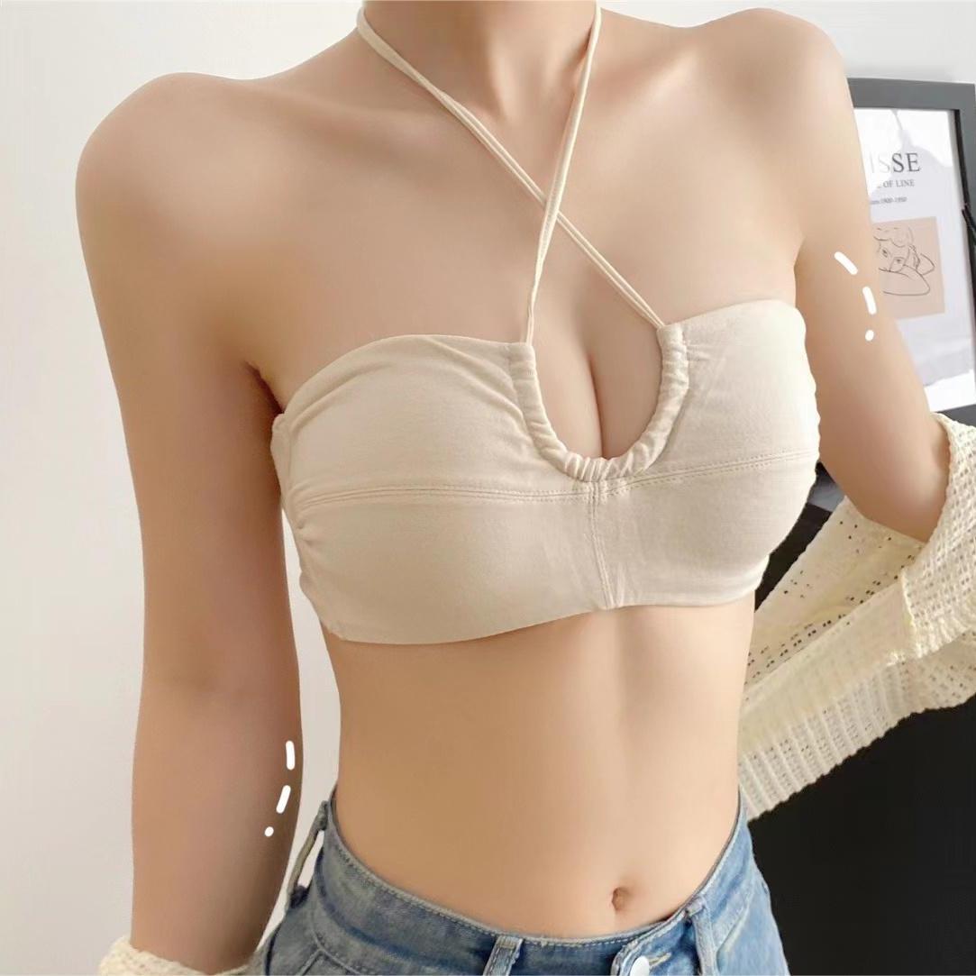 บราดันทรงอกเล็กผู้หญิง คล้องคอ บรากันลื่นเซ็กซี่ ไม่มีสาย บราเว้าหลังสวย LNY83 Lady Women Clothing เสื้อผ้า